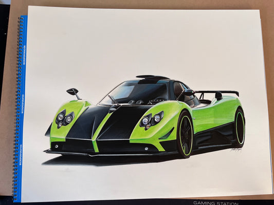 Pagani Zonda Cinque Coupé 5/5 green Original Drawing