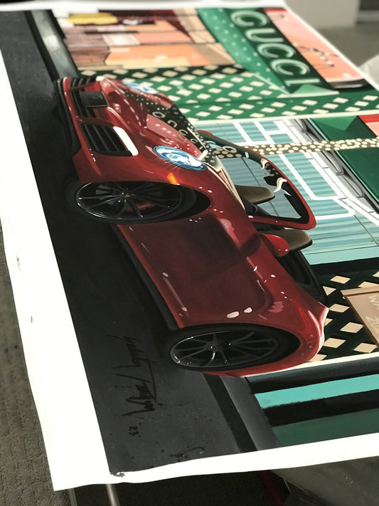 Porsche 911 Gucci store Beverly Hills Original Painting