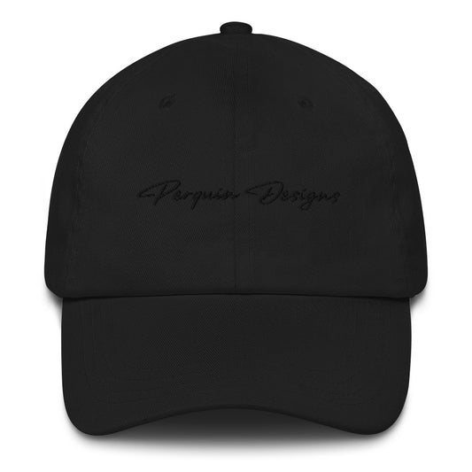 Perquin Designs Black Script Dad hat