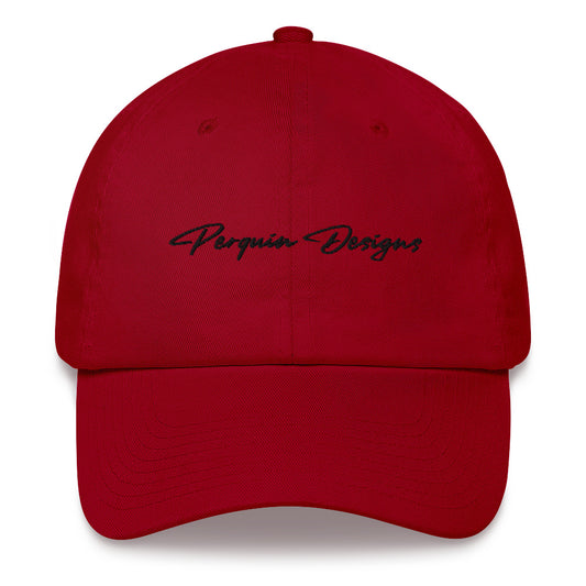 Perquin Designs Black Script Dad hat