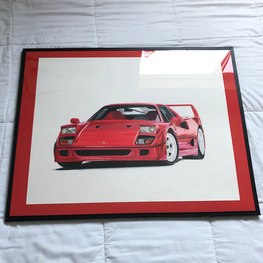 Ferrari F40 Red Original Drawing