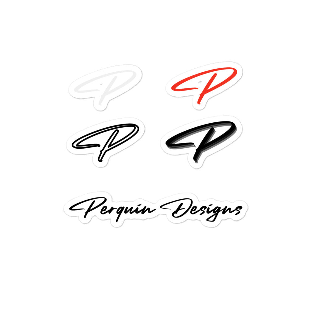 Perquin Designs Modern P script logo sticker set