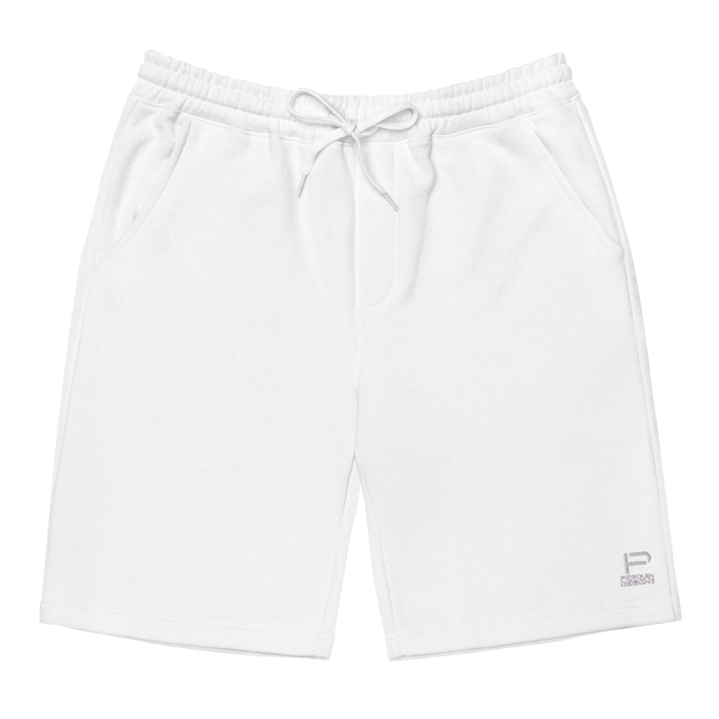 Perquin Designs Classic White logo Men's fleece shorts