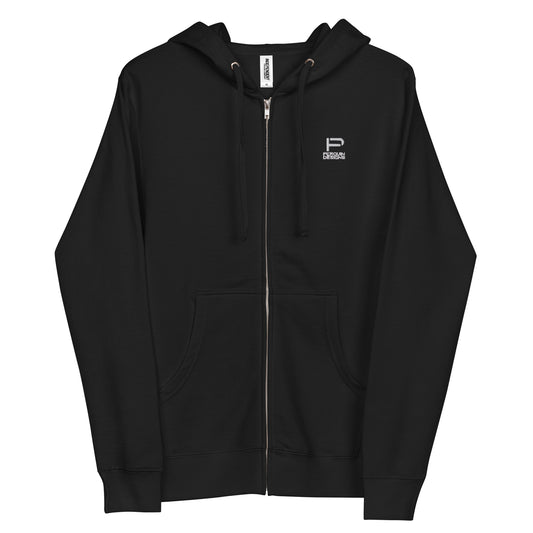 Perquin Designs Classic PD White Logo fleece zip up Hoodie