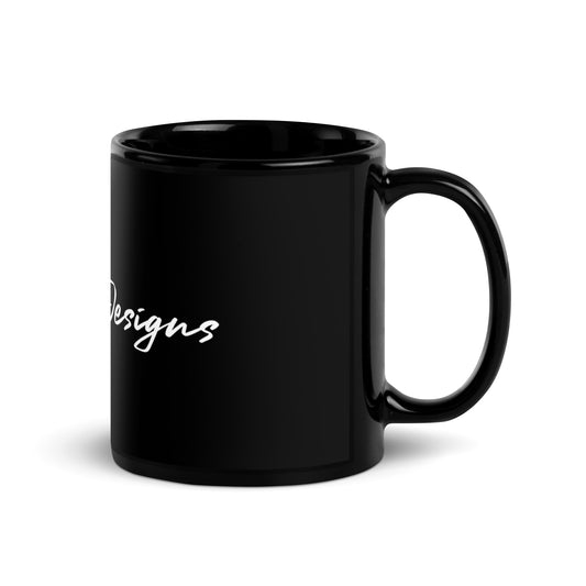 Perquin Designs script Black Glossy Mug