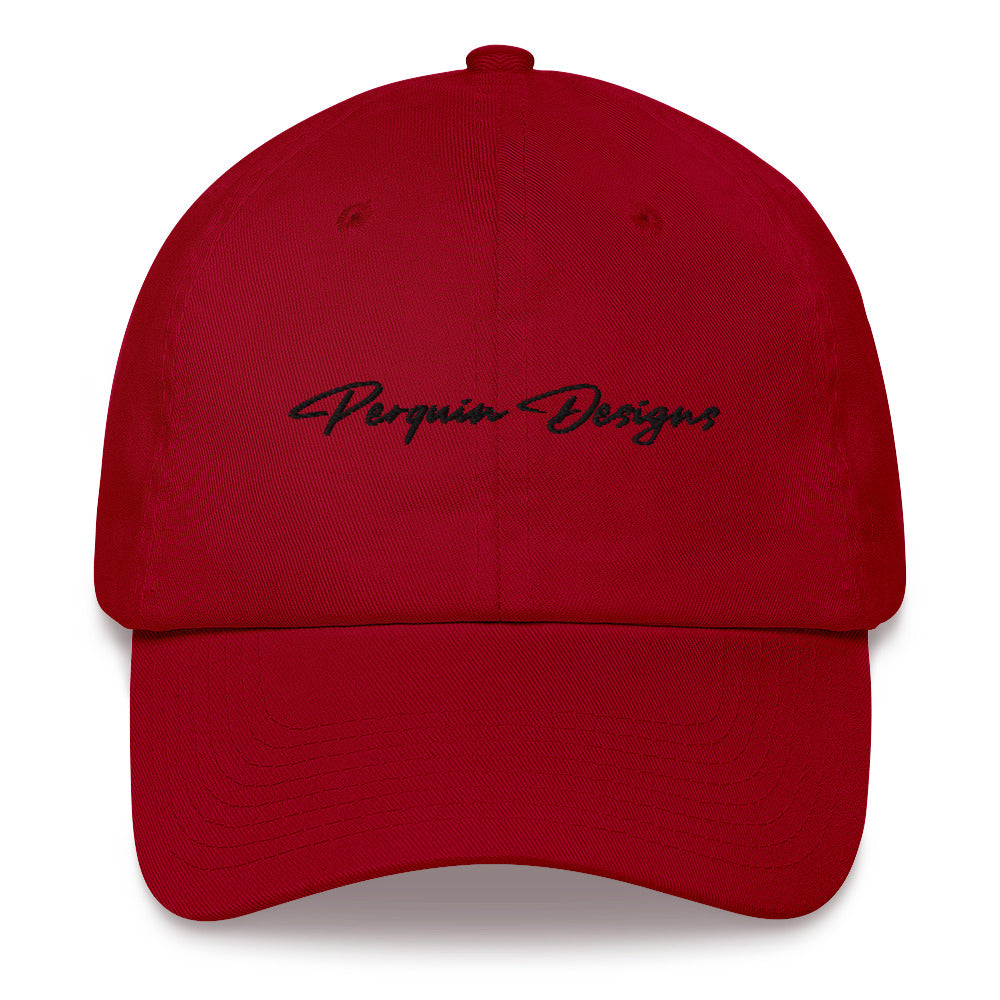 Perquin Designs Black Script Dad hat