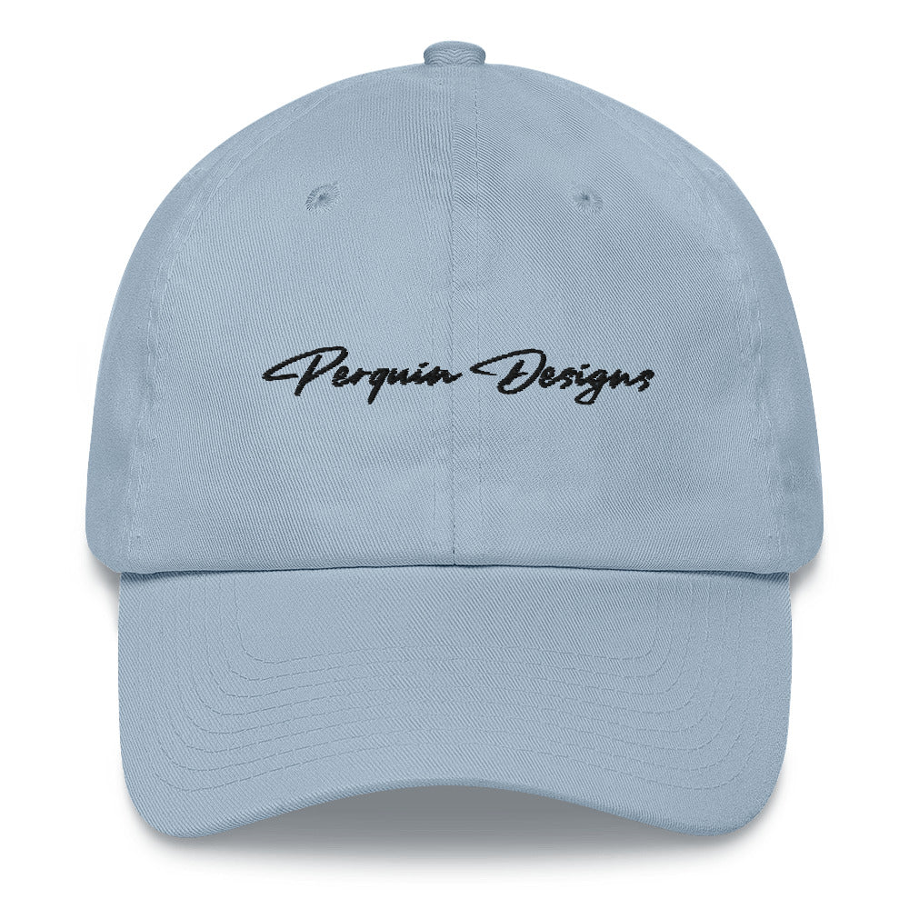 Perquin Designs Black Script Dad hat