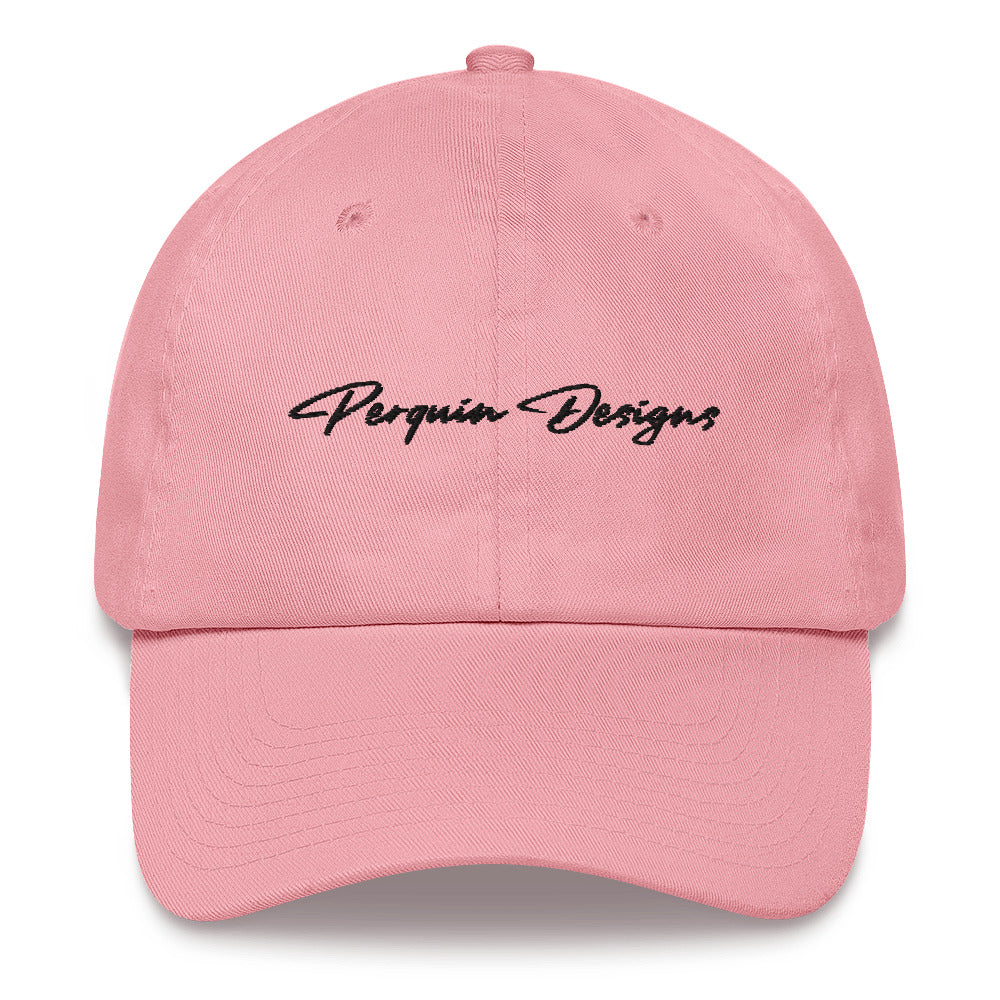 Perquin Designs Black Script Dad hat