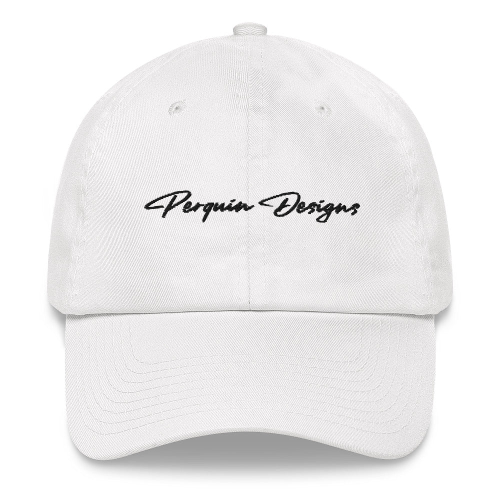 Perquin Designs Black Script Dad hat