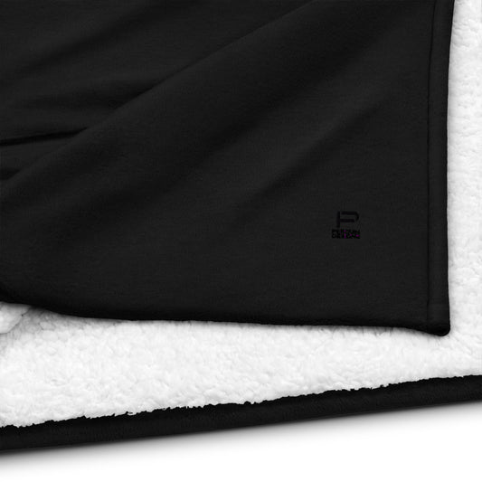 Perquin Designs Classic PD logo Premium sherpa blanket Black on Black