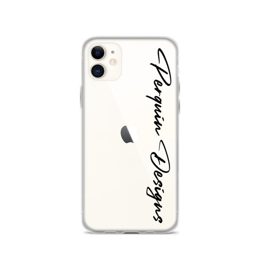 Perquin Designs Black Script clear iPhone Case