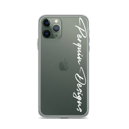 Perquin Designs White Script clear iPhone Case