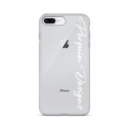 Perquin Designs White Script clear iPhone Case