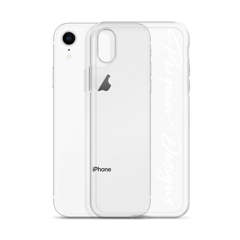 Perquin Designs White Script clear iPhone Case