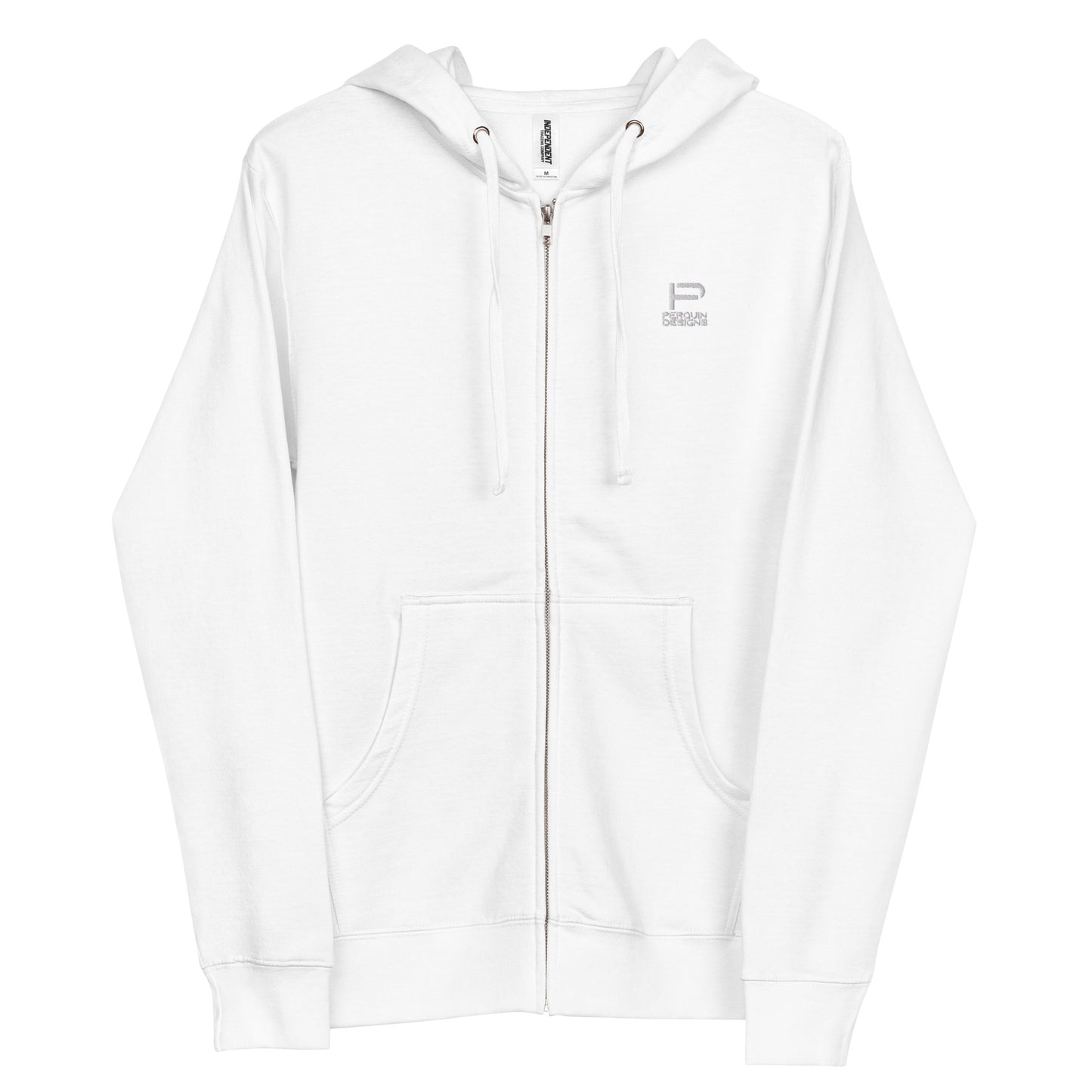 Perquin Designs Classic PD White Logo fleece zip up Hoodie